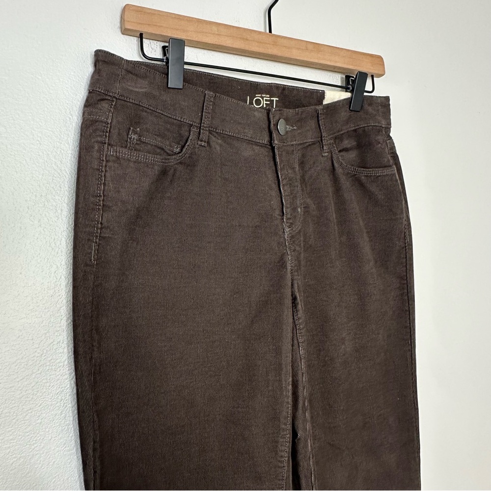 NWT Ann Taylor LOFT Curvy Straight Corduroy Pants Sz 4/27 Brown Lightweight FLAW - Picture 2 of 12